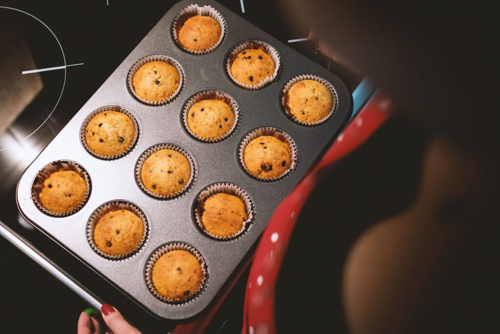 small batch chocolate chip muffins for two